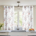 Kitchen Floral Curtains Light Filtering Leaf Pattern Panels - Soft