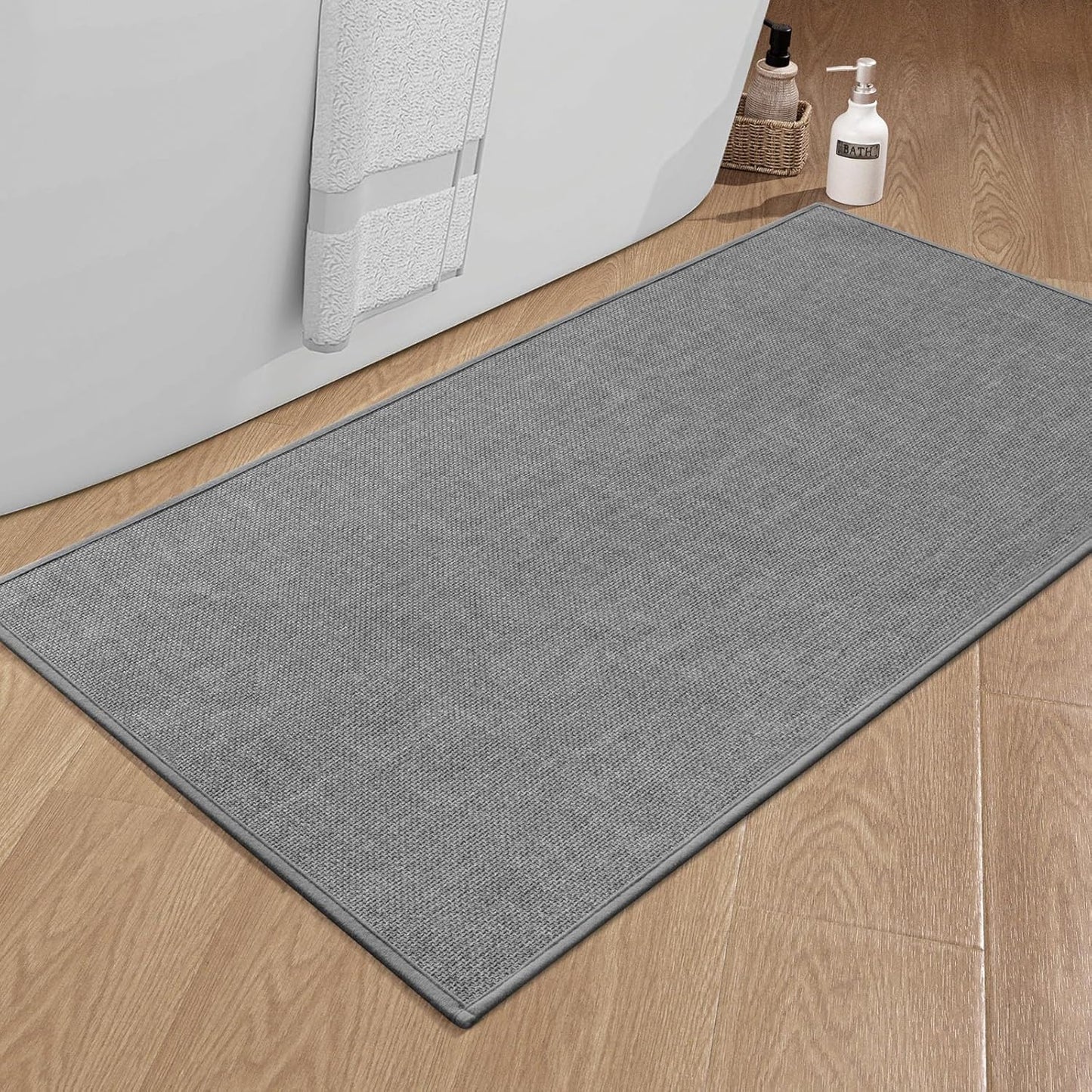 Ultra Thin Non Slip Bath Mat 47x25 for Quick Drying Absorption