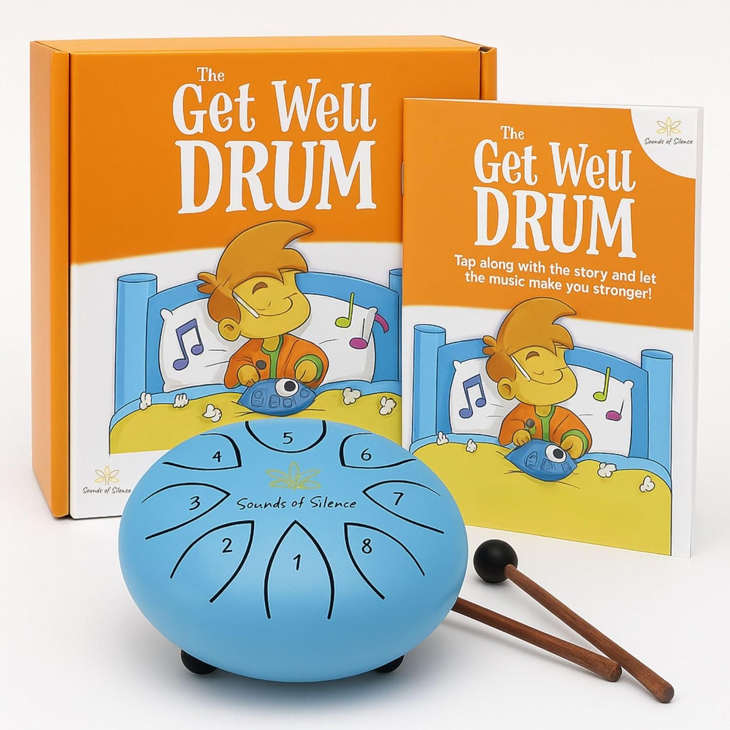 Get Well Drum 6 Steel Tongue Drum for Kids with Storybook