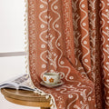 Boho Linen Curtains for Living Room with Vintage Floral Design
