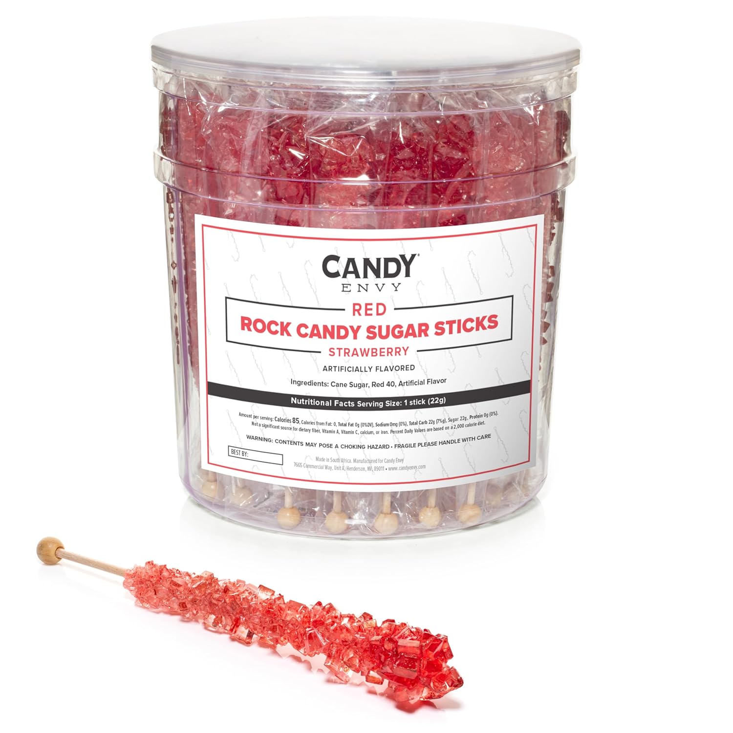 Red Rock Candy Sugar Sticks - Delicious Strawberry Party Favors