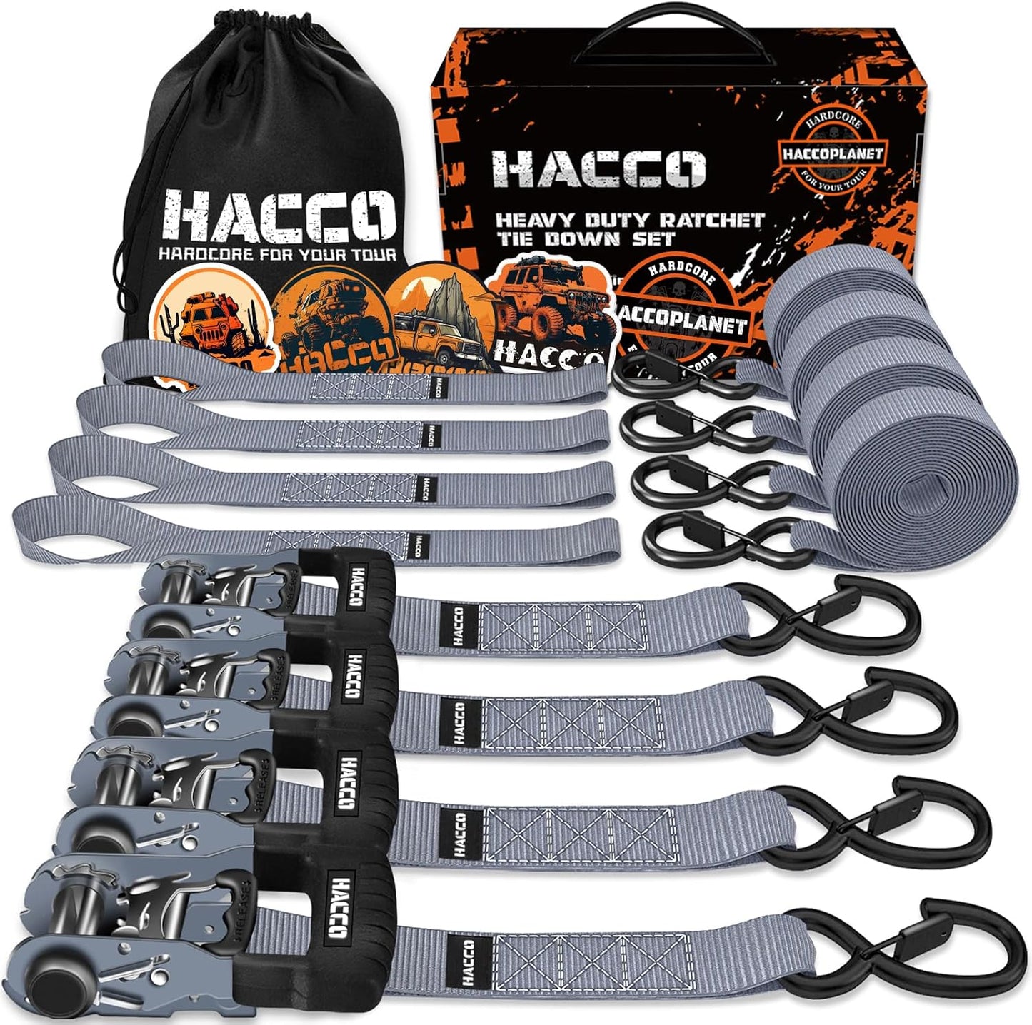Heavy Duty Ratchet Straps with 5280lb Strength for Cargo