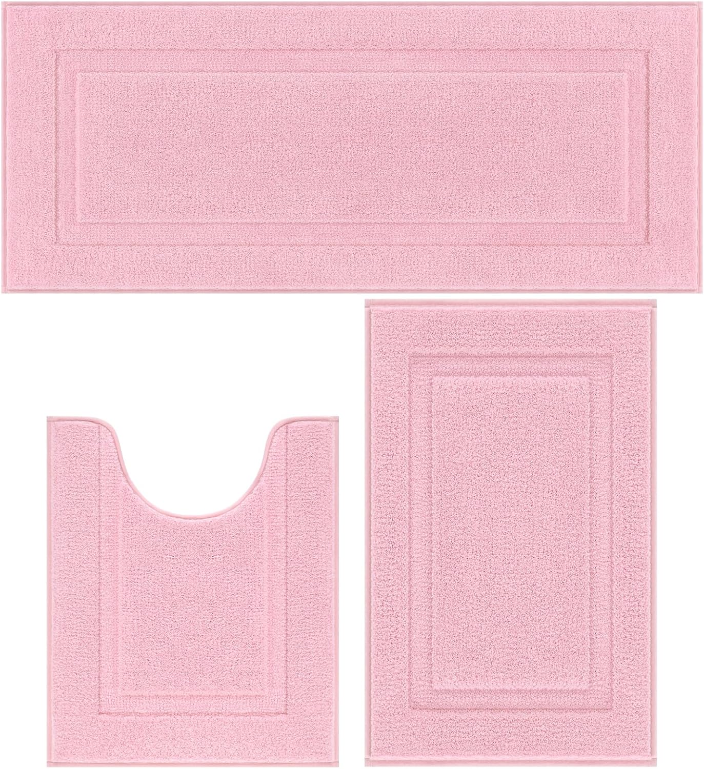 SHACOS Pink Bathroom Rugs Set - Soft, Non Slip, Washable Mats
