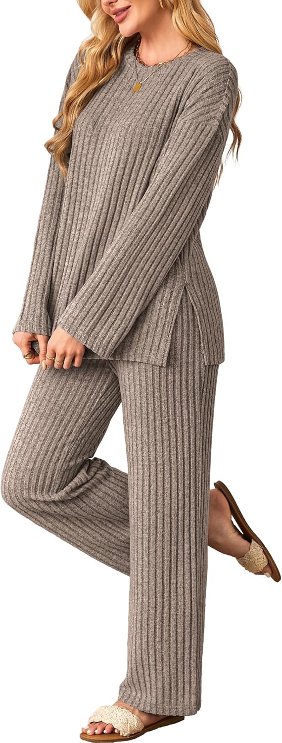 Kikibell Womens Sets Cozy Knit Pajamas for Fall Winter