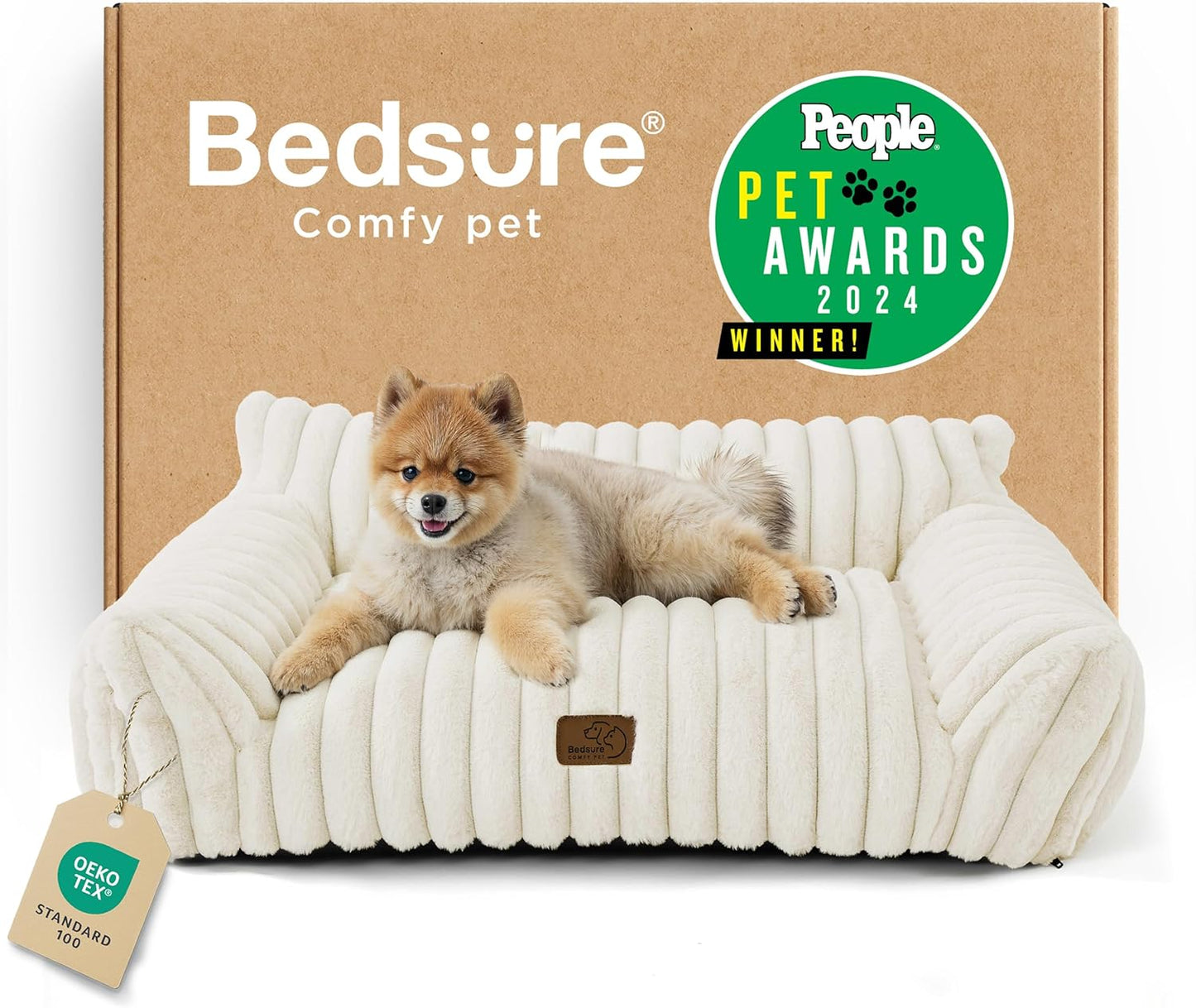 Bedsure Cute Cat Couch for Pets - Cozy Fluffy Dog Bed 30in
