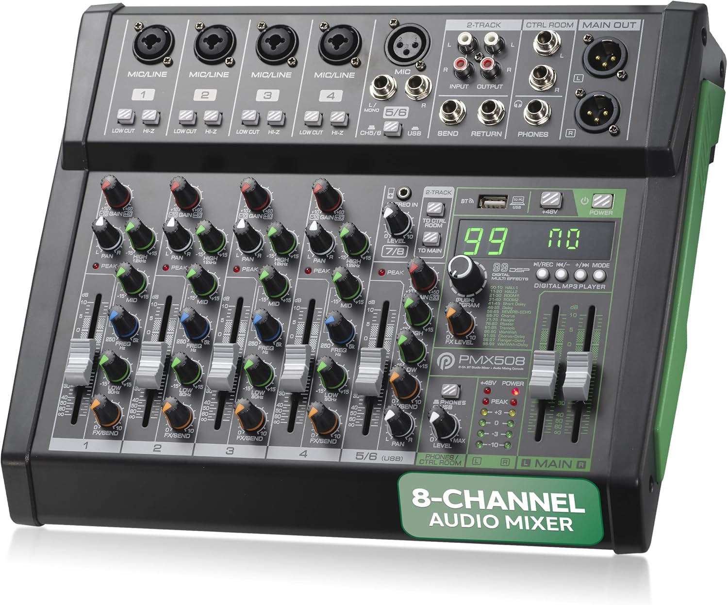 Pyle 8-Channel Audio Mixer for DJs and Professionals