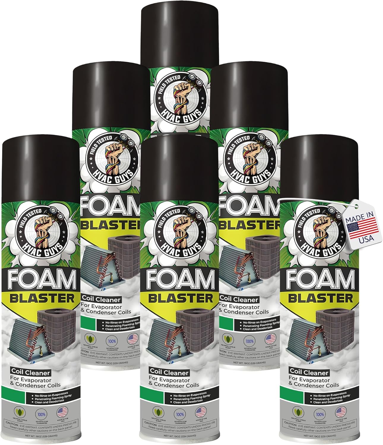 AC Coil Cleaner 6-Pack - Foam Blaster for Sparkling Coils