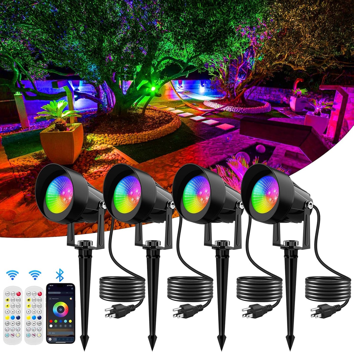 Smart RGBW LED Color Changing Outdoor Spot Lights for Landscape
