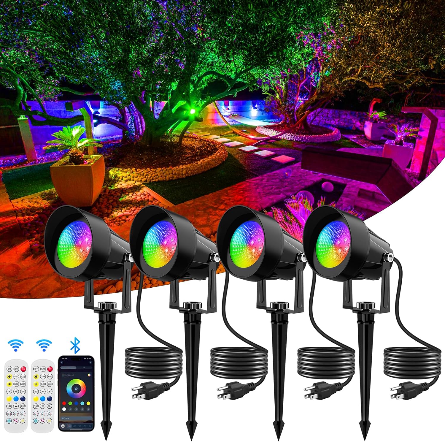 Smart RGBW LED Color Changing Outdoor Spot Lights for Landscape
