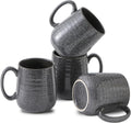 Hasense Dark Grey Coffee Mugs Set of 4, 12oz Ceramic Latte Cups