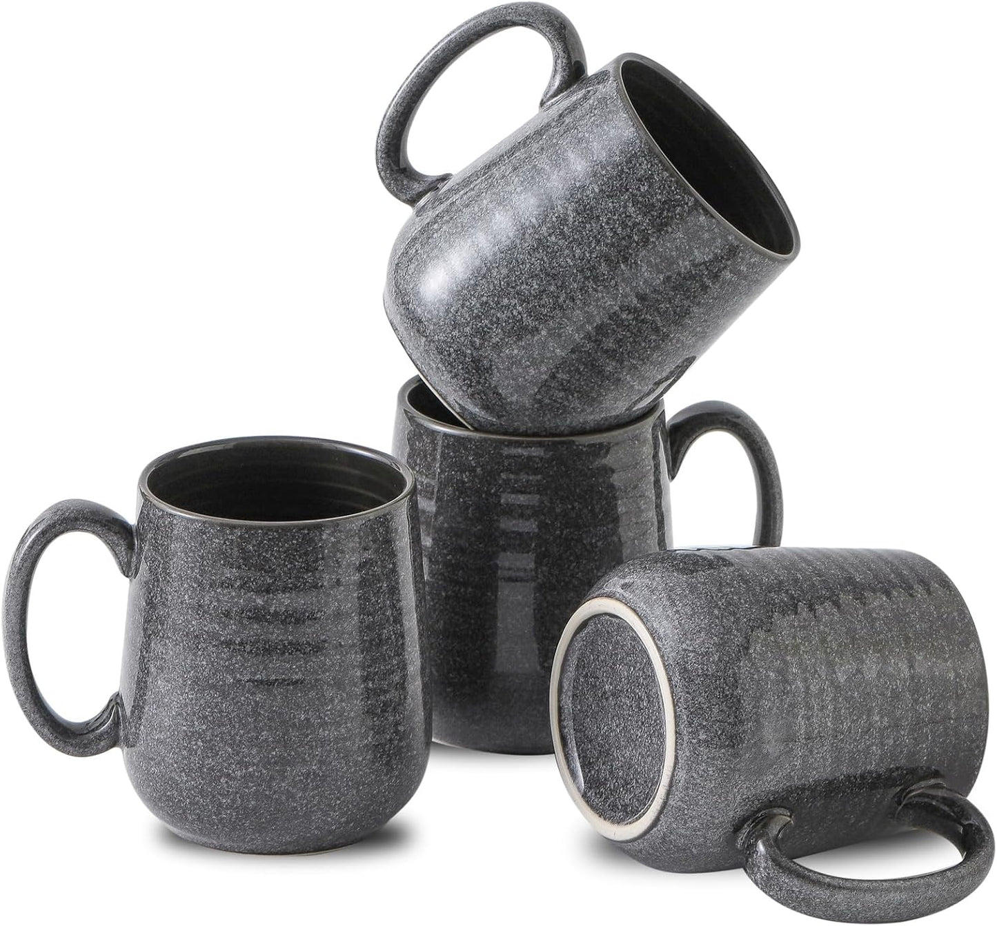 Hasense Dark Grey Coffee Mugs Set of 4 for Coffee Lovers