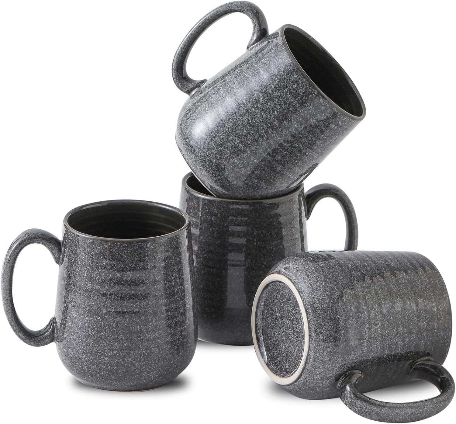 Hasense Dark Grey Coffee Mugs Set of 4 for Coffee Lovers