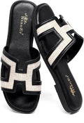 NianEr Womens Microfiber Leather Comfort H Band Sandals for Summer