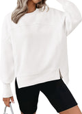 Women's Casual Crewneck Sweatshirt with Side Slit - Cozy Everyday