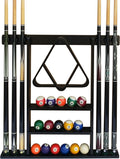 Flintar Wall Mount Cue Rack - Solid Hardwood 6-Cue 16-Ball Holder