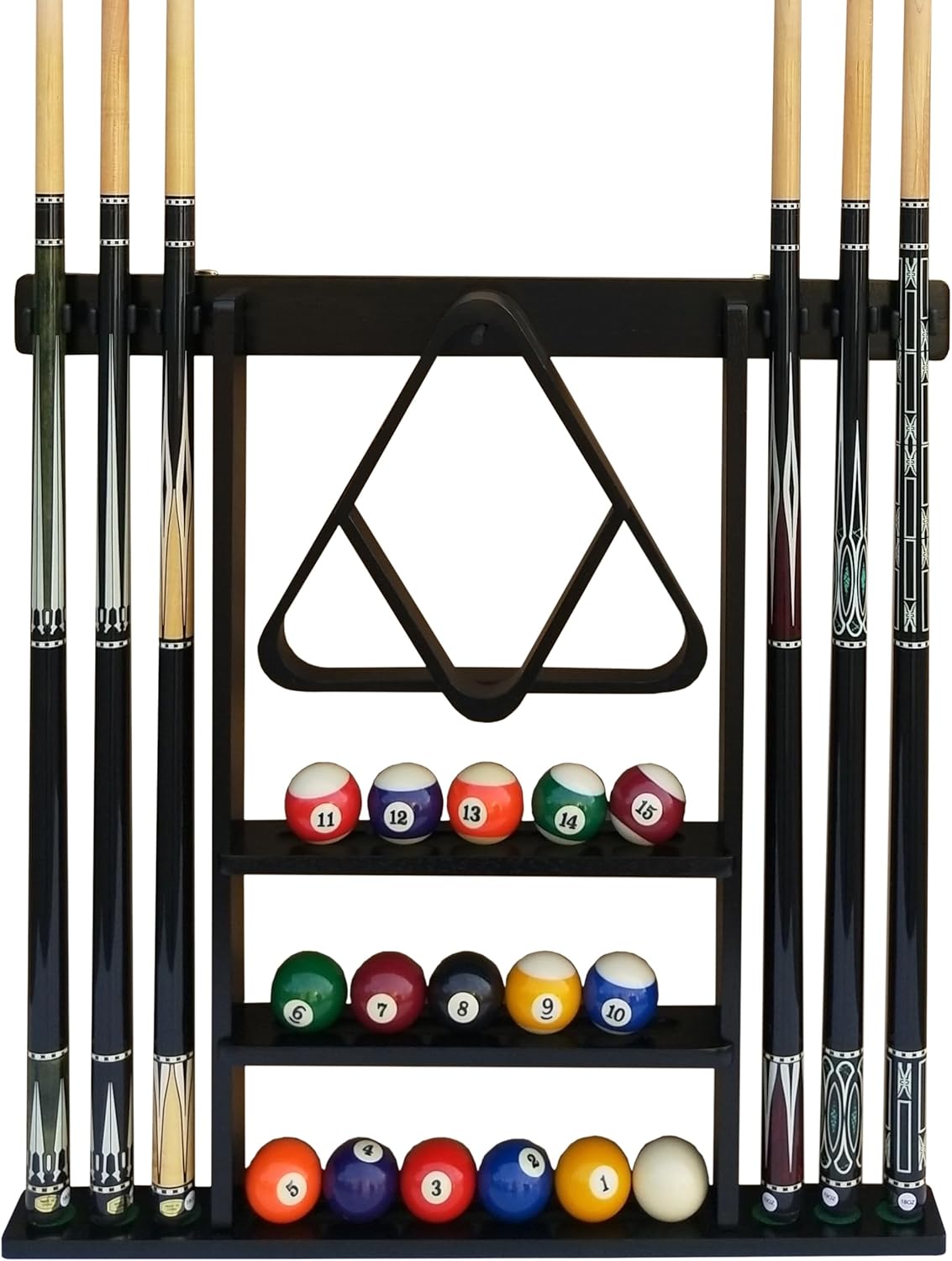 Flintar Wall Mount Cue Rack for Billiard Pool Cues and Balls