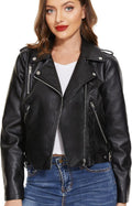 Fahsyee Faux Leather Jacket for Women - Tailored Moto Style Coats