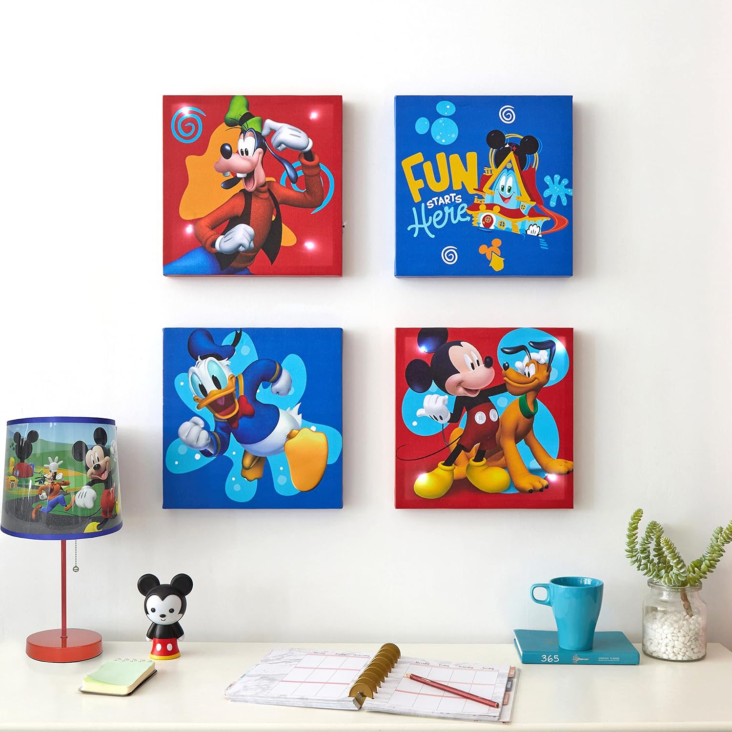 Mickey Mouse 4-Pack LED Canvas Wall Art Set - Joyful Children's Decor
