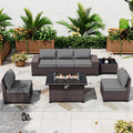 7 Pieces Patio Furniture Set with Fire Pit Table for Comfort