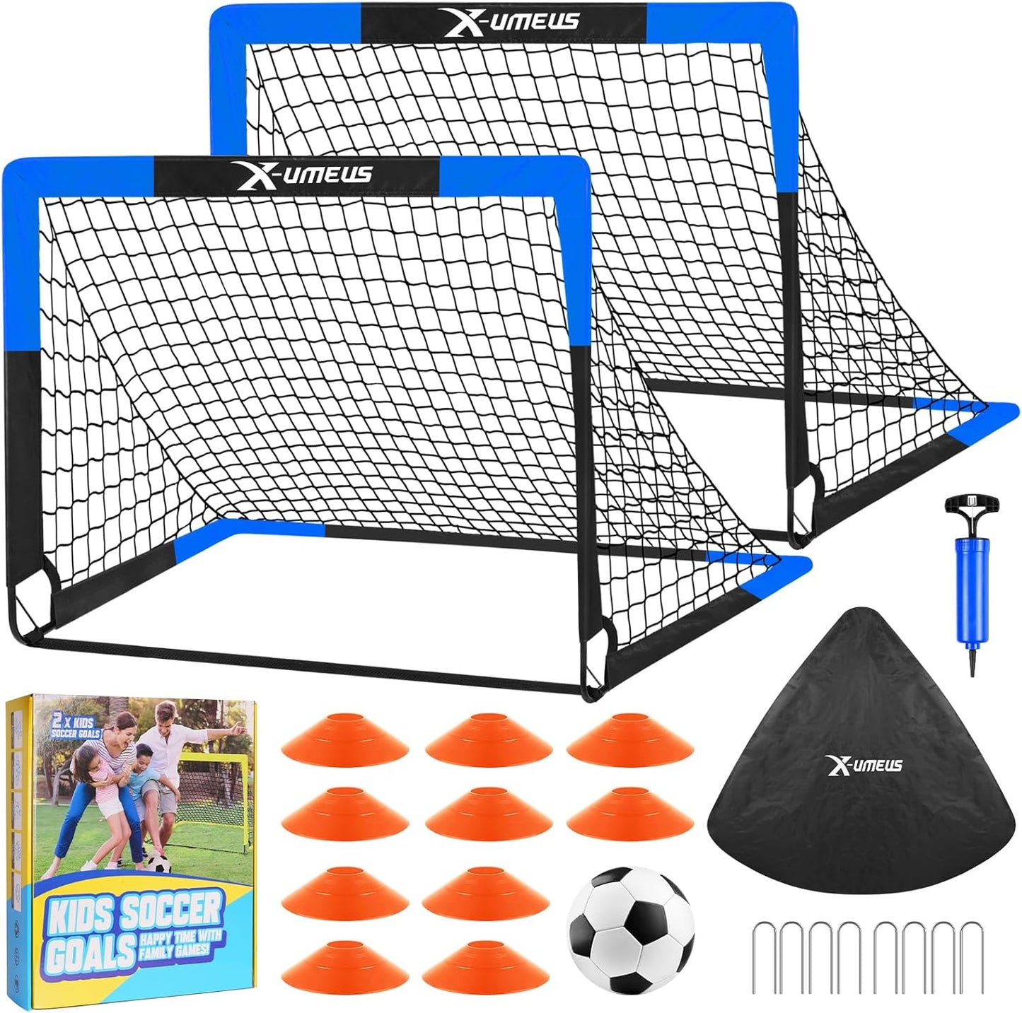 Kids Soccer Goals for Backyard Set of 2 - Perfect for Training