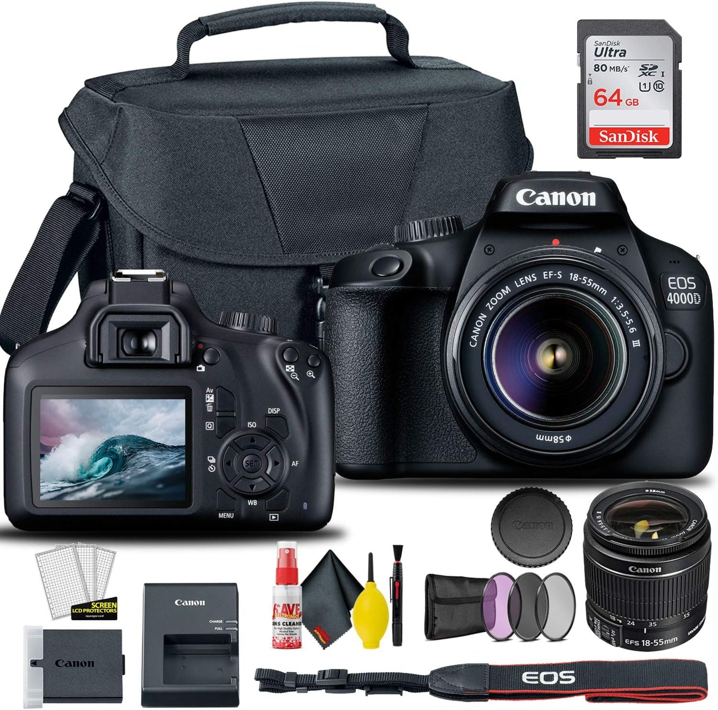Canon EOS 4000D DSLR Camera Bundle with 18-55mm Lens and More