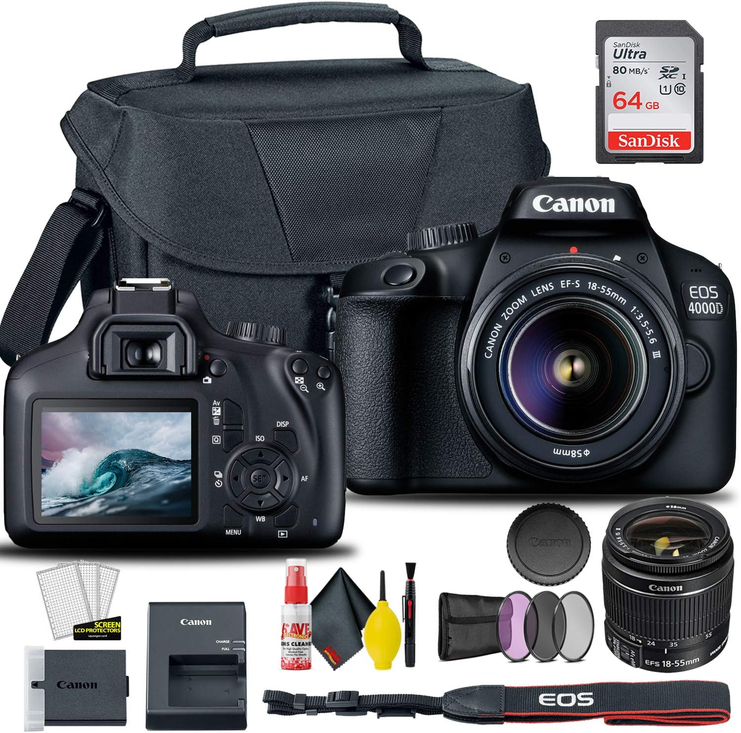 Canon EOS 4000D DSLR Camera Bundle with 18-55mm Lens and More