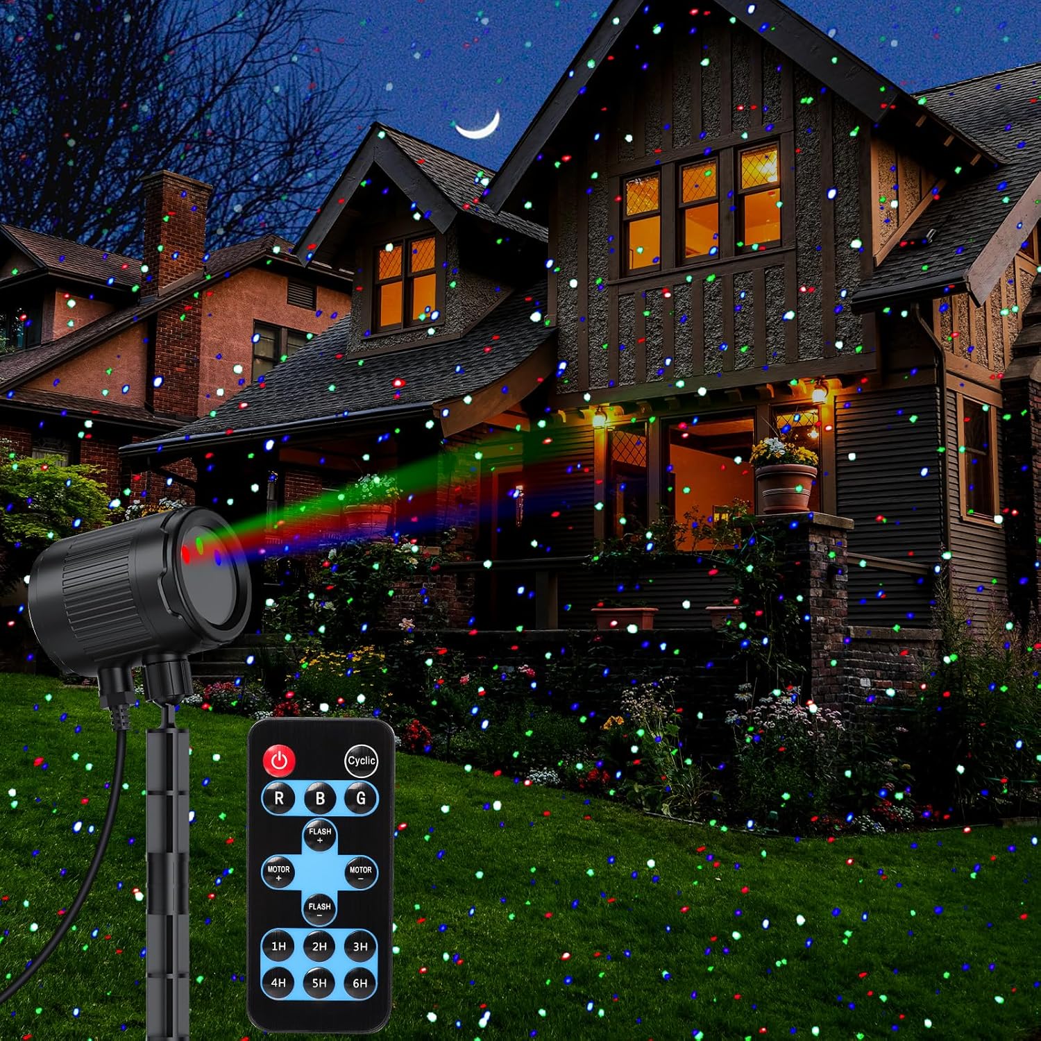 RGB Laser Projector: RF Remote, Waterproof, Multipurpose