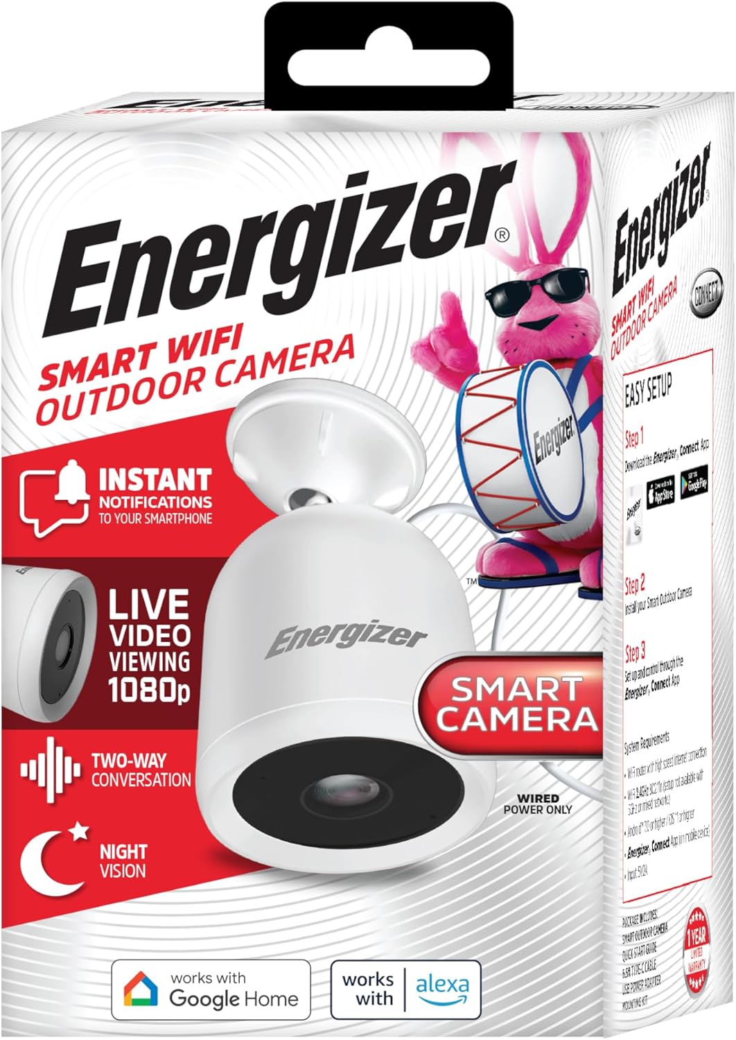 Energizer Smart Outdoor 1080P Security Camera with Night Vision