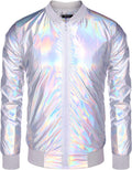 COOFANDY Men's Metallic Jacket 70s Disco Varsity Bomber (Style BKGM)