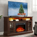 58 in Farmhouse TV Stand with 23 in Electric Fireplace Heater - Rustic
