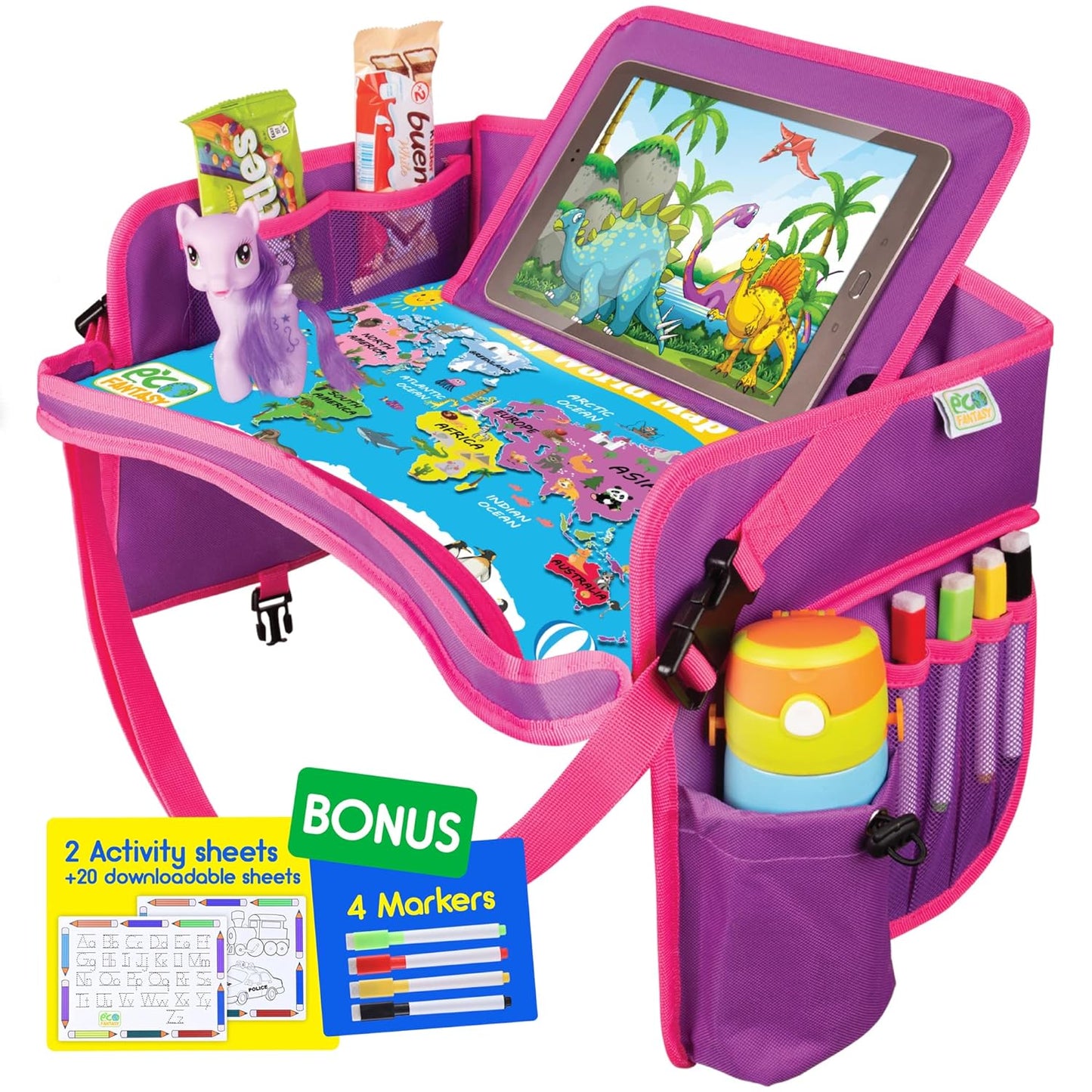 Kids Travel Tray - Waterproof Lap Table for Fun and Learning