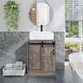 Puluomis Bathroom Vanity with Barn Door and Ceramic Sink Top