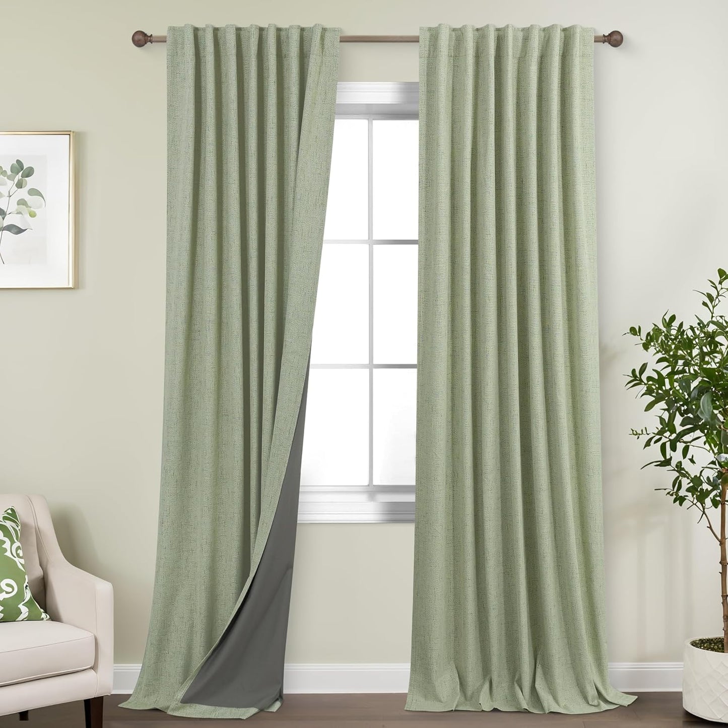 KOUFALL Farmhouse Curtains for Living Room 96 Inches Long Set