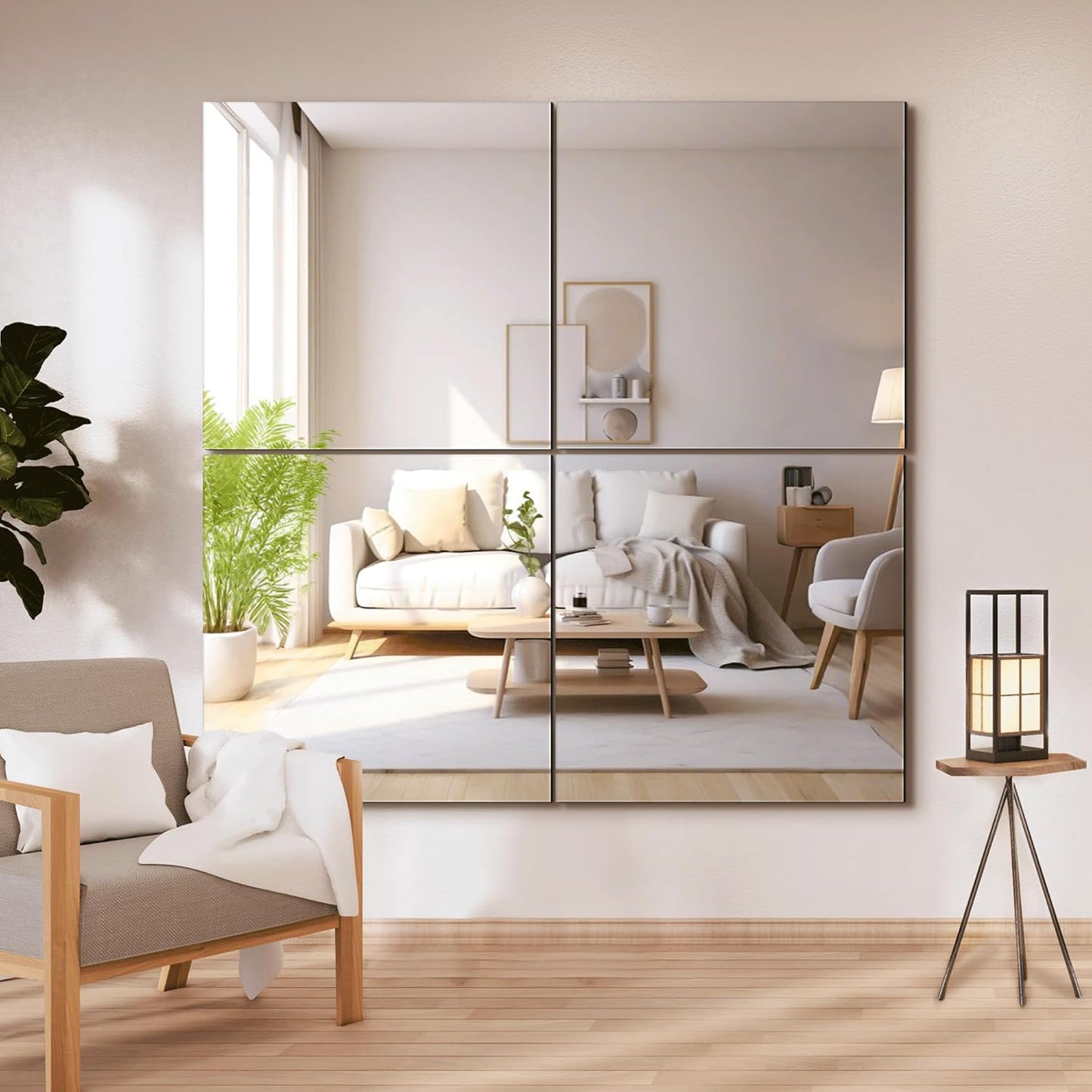 Delma Frameless Mirror Tiles for Home Gym and Living Room Decor