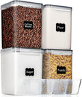 Airtight Food Storage Containers for Flour and Sugar - 4 Pcs