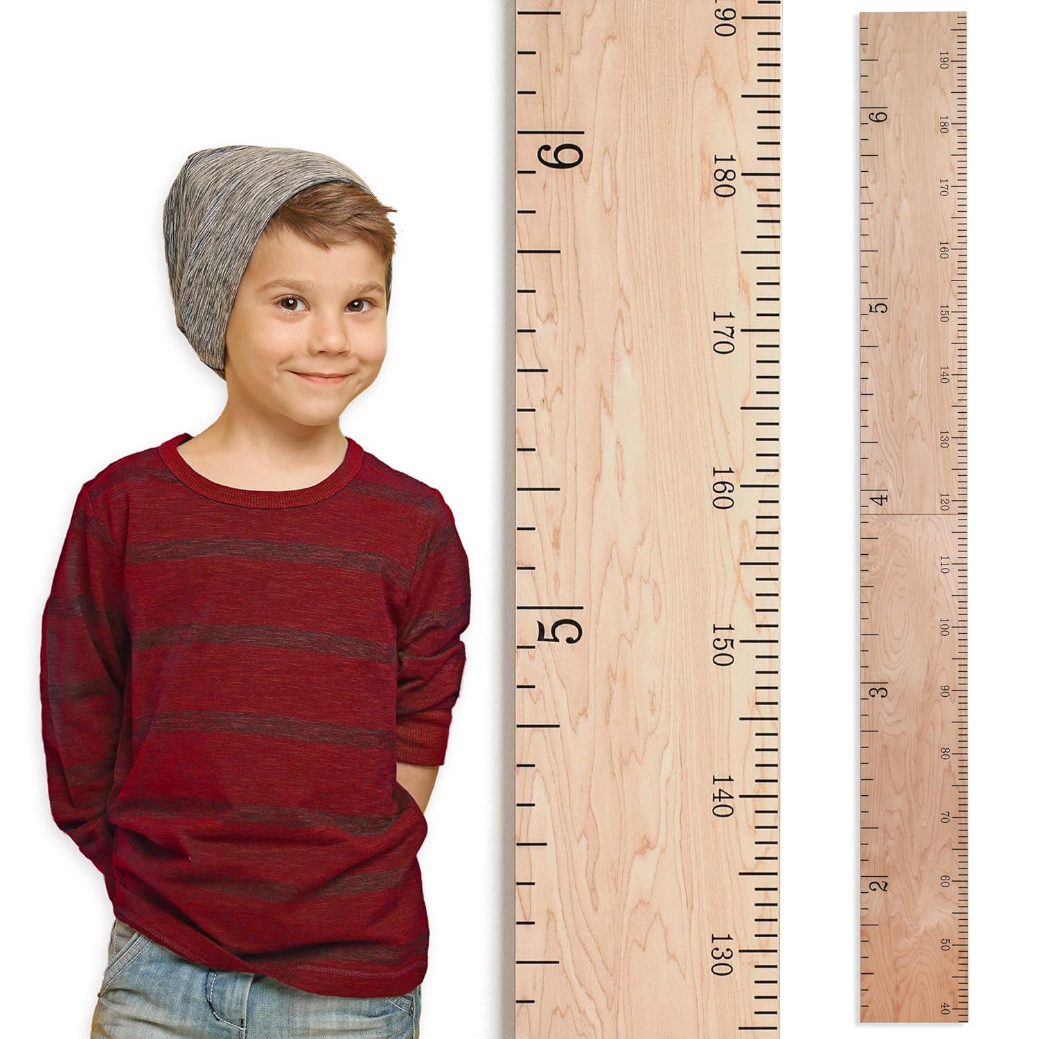 Wooden Growth Chart for Wall - Kids Height Measuring Board