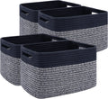 4 Pack Storage Baskets for Organizing - Durable Cotton Rope Cube Bins