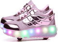 LED Light Up Roller Shoes Wheeled Skate Sneakers for Kids - 4 Color as