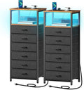 Seventable Night Stand with Charging Station - Tall 6-Drawer Set