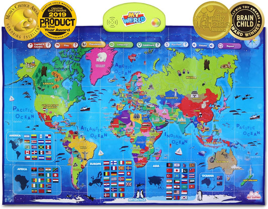 Interactive World Map for Ages 5-12 - Ideal Gift