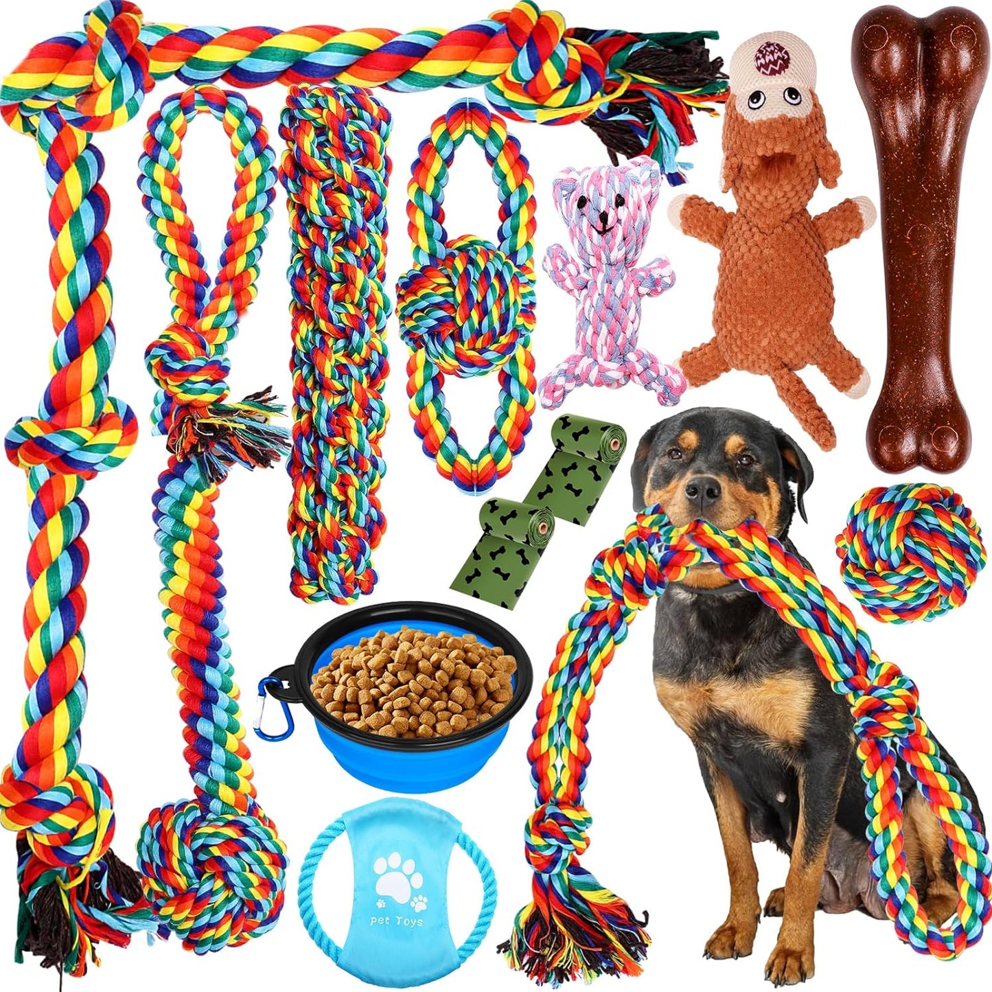 13 Pack Indestructible Dog Toys for Aggressive Chewers by XLMYS