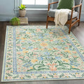 Wonnitar Machine Washable 5x7 Area Rug - Boho Floral Soft Pink Green