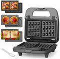 Bakers Friend 3 in 1 Mini Waffle Maker - Compact Multi-Plate Cooker