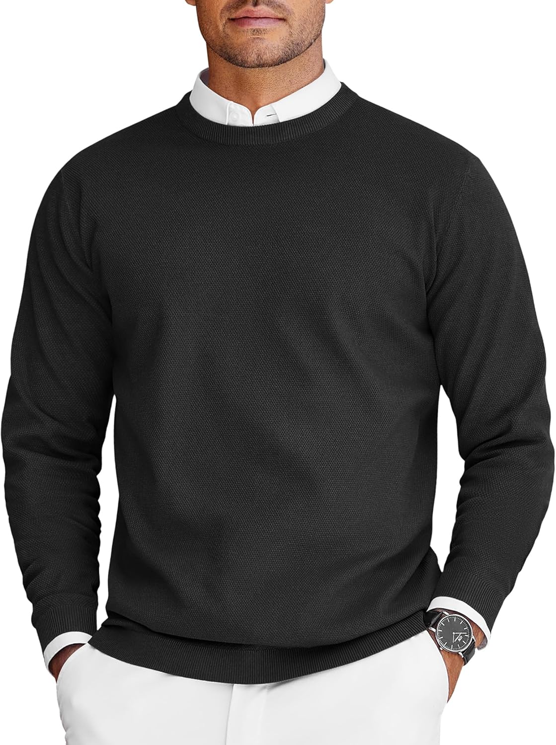 COOFANDY Mens Crew Neck Sweaters for Stylish Fall Fashion