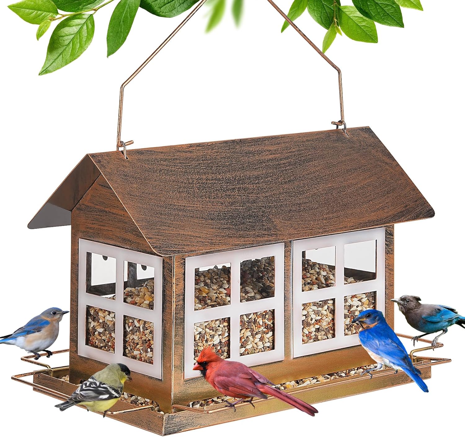 Heavy Duty Metal Bird Feeder for Outdoors with Large Capacity