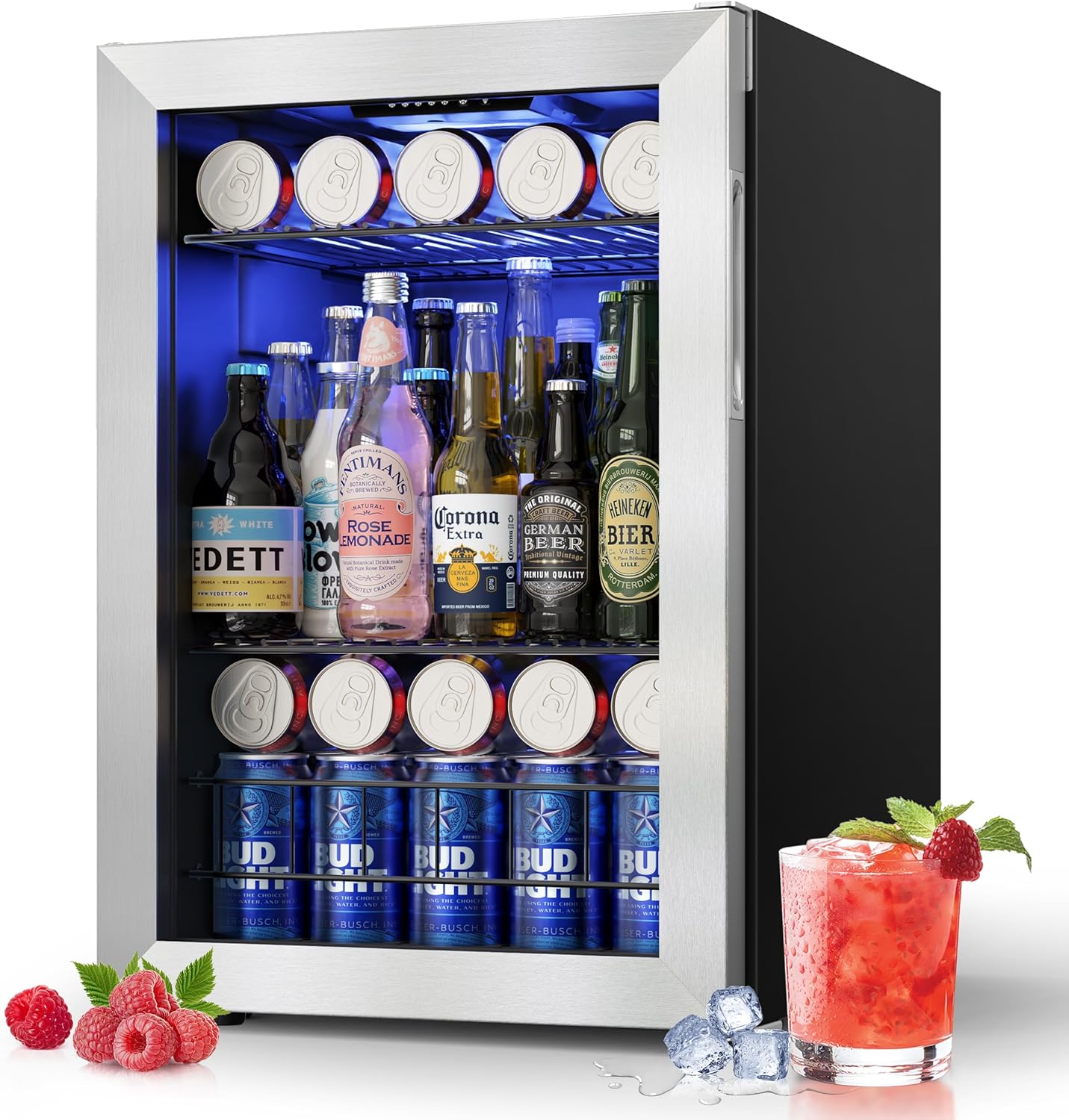 Beverage Refrigerator and Beer Fridge with Adjustable Shelves