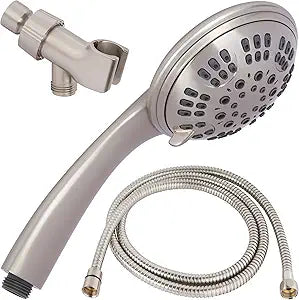 High Pressure 6 Function Handheld Shower Head Kit - Brushed Nickel