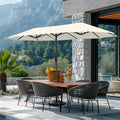13 ft Rectangle Patio Umbrella in Ivory - Large Double-Sided Shade