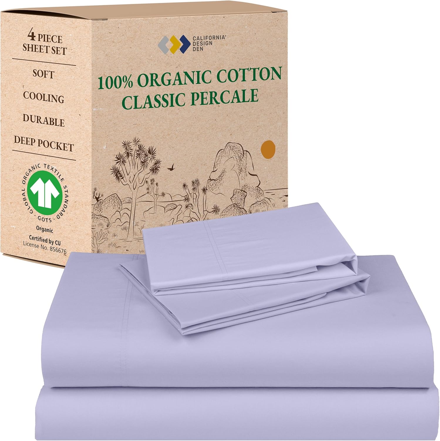 California King Sheet Set - Soft Organic Cotton Percale Bedding