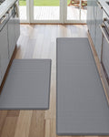 Kitchen Floor Mats Cushioned Anti Fatigue 17x29 + 17x59 Grey - Set